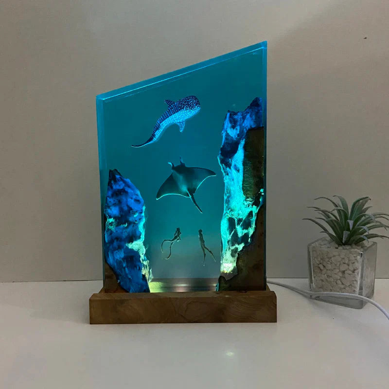 Resin Bordlampe – Ocean Creatures Square