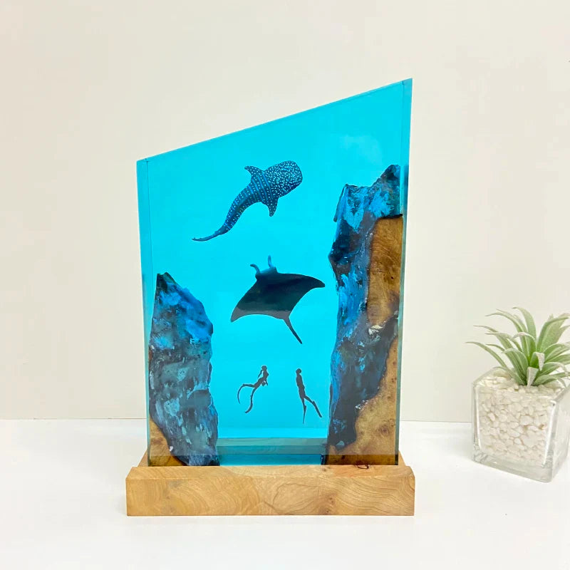 Resin Bordlampe – Ocean Creatures Square