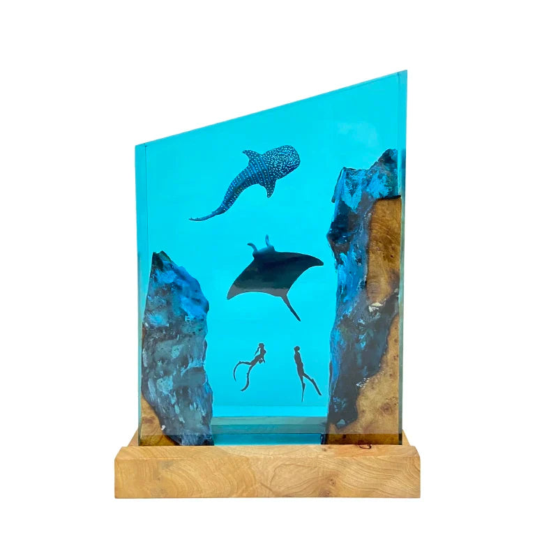 Resin Bordlampe – Ocean Creatures Square