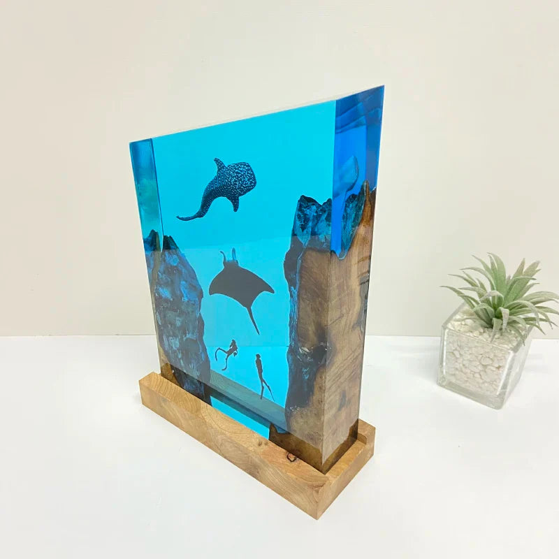 Resin Bordlampe – Ocean Creatures Square