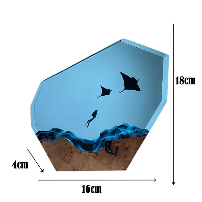 Resin Bordlampe – Whale Swimming