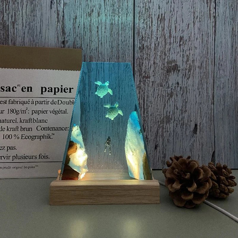 Resin Bordlampe – Sea Turtle