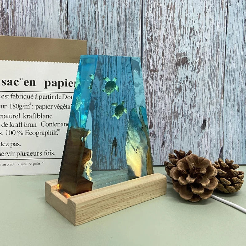 Resin Bordlampe – Sea Turtle