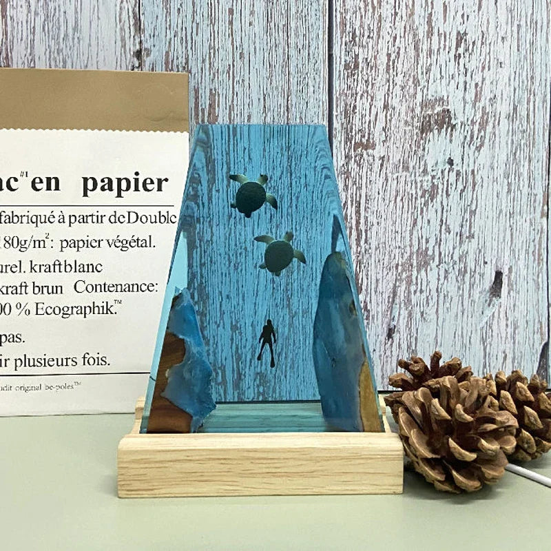 Resin Bordlampe – Sea Turtle