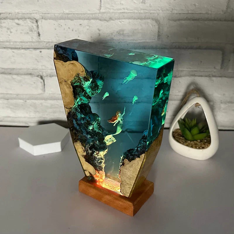 Resin Bordlampe – Sea Turtle Jellyfish