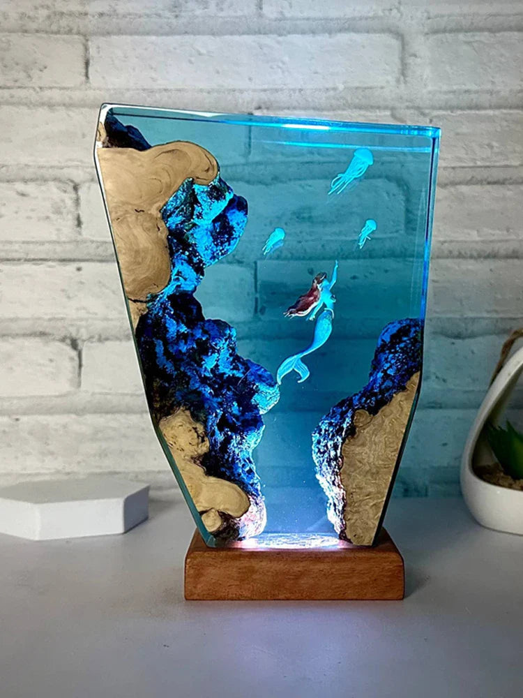 Resin Bordlampe – Sea Turtle Jellyfish
