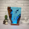 Resin Bordlampe – 2 Orca Diver