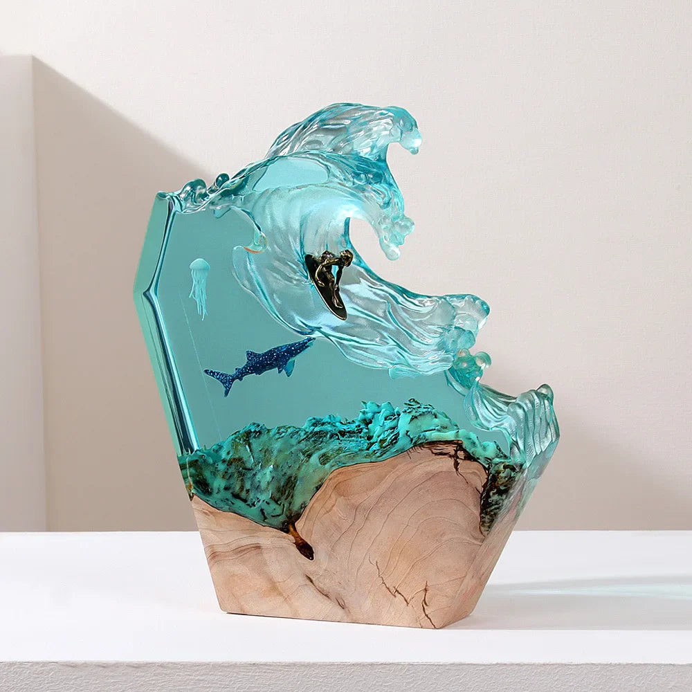 Resin Bordlampe – Wave Shark