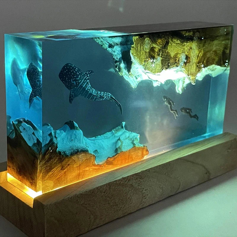 Resin Bordlampe – Whale Shark Square