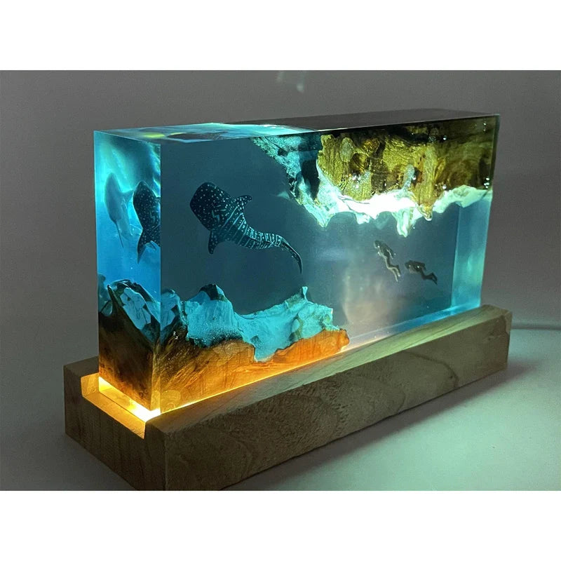 Resin Bordlampe – Whale Shark Square