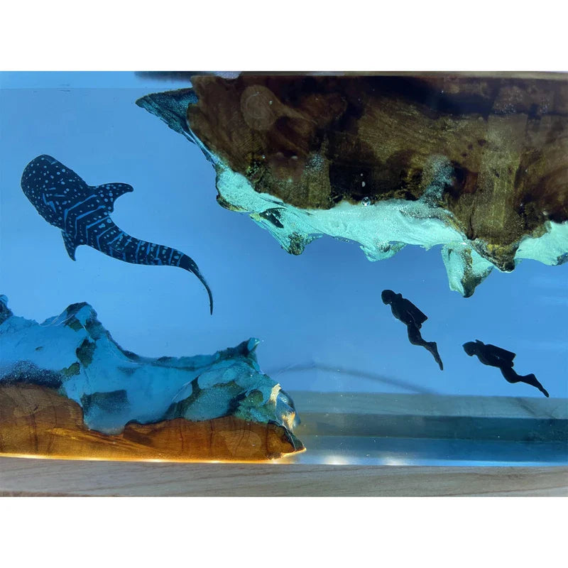 Resin Bordlampe – Whale Shark Square