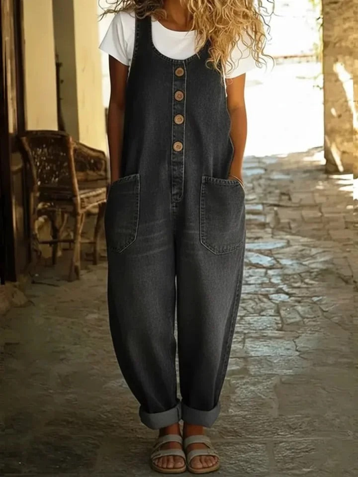 Petrine – Buksedragt i vintagevasket denim