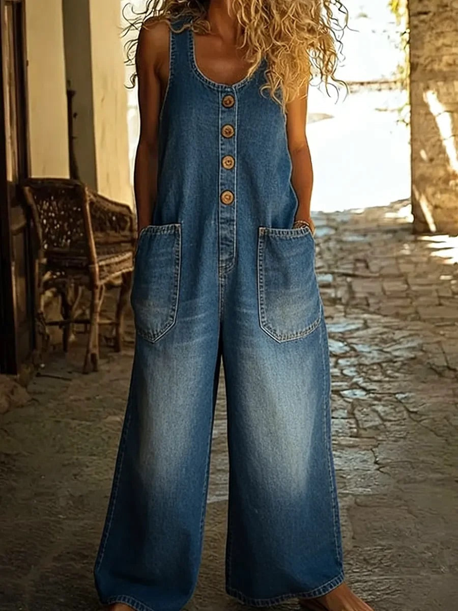 Petrine – Buksedragt i vintagevasket denim