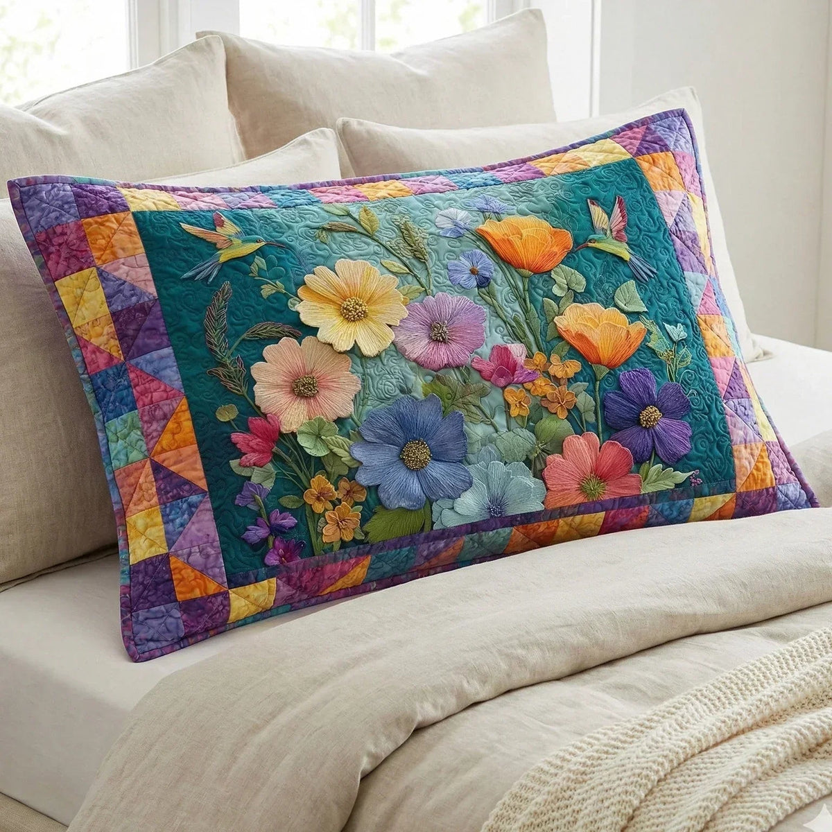 Quiltet Pudebetræk – Fluffy Petal Fantasy