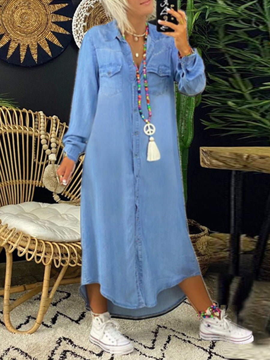 Vigdis – Smart casual skjortekjole i denim
