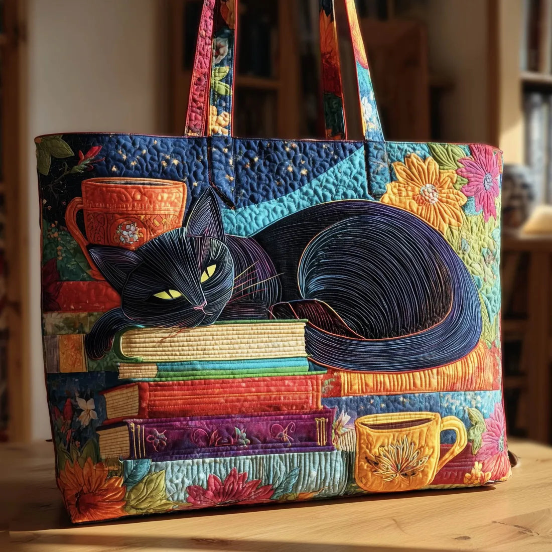 Håndlavet Totetaske – Black Cat Books Cup