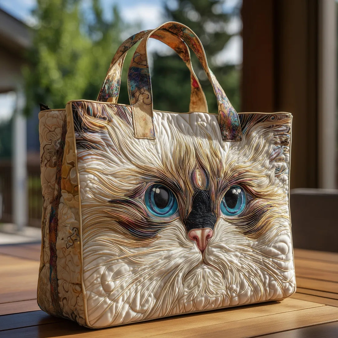 Håndlavet Totetaske – Blue Eye White Cat