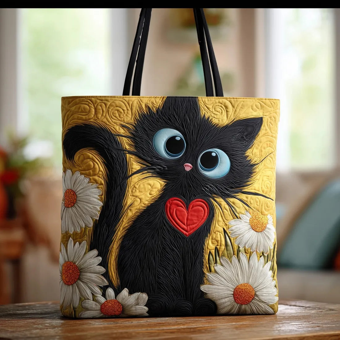 Håndlavet Totetaske – Black Cat Marguerite