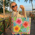 Håndlavet Strandtaske – Tropical Flower