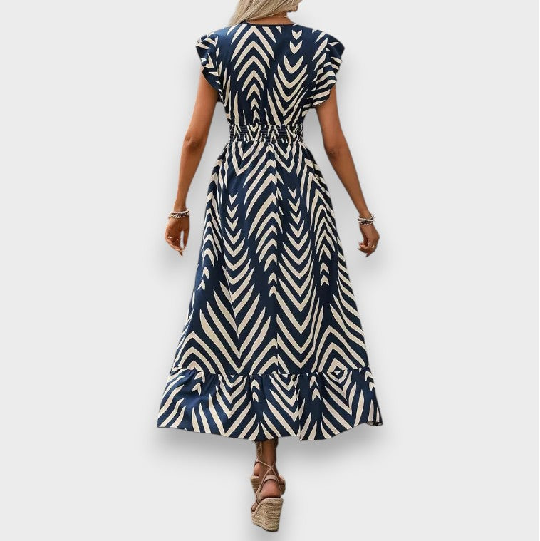 Vibe | Kjole med allover-print og smock i taljen