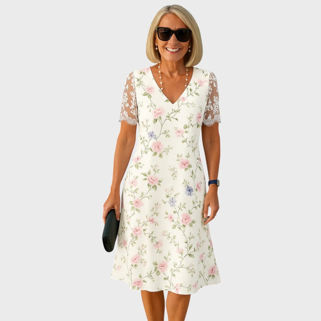 Laura | Elegant midikjole med blondedetaljer